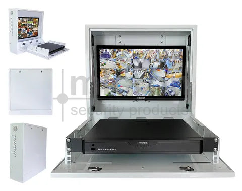 Vertical Lockable Wall Mount Cabinet For NVR and up to 24" Monitor. Supplied with Fan And PDU
